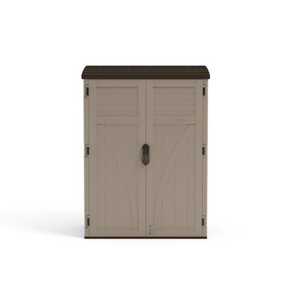 Suncast 4 ft. x 2 ft. Plastic Vertical Pent Storage Shed with Floor Kit Beige