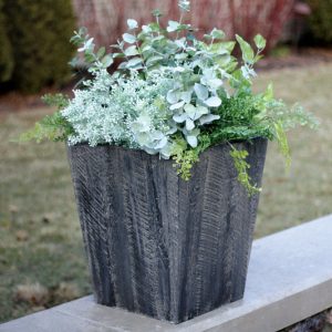 Suncast Farmington 18 in. H X 16 in. W X 16 in. D Resin Farmhouse Planter Gray