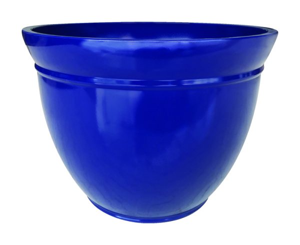 Southern Patio Kittredge 12.83 in. H X 17.5 in. W Resin Planter Blue