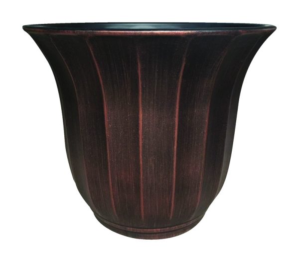 Southern Patio 11.87 in. H X 16 in. W Resin Ribbed Bell Planter Rust