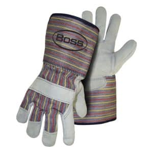Boss Men's Indoor/Outdoor Gauntlet Cuff Work Gloves Gray L 1 pair