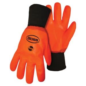 Boss Hot Hands Men's Indoor/Outdoor Hi-Viz Chemical Gloves Black/Orange L 1 pair