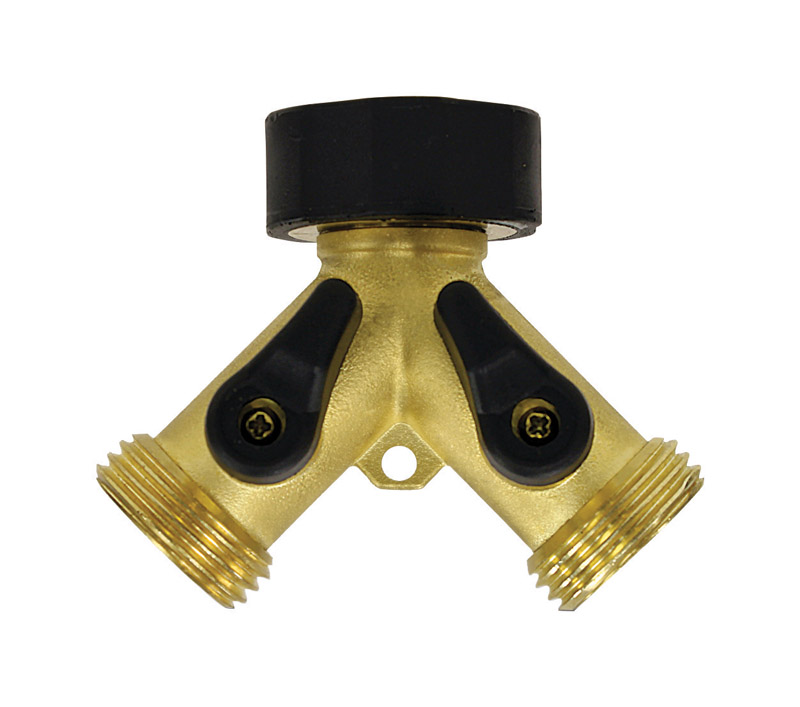 Gilmour Brass Threaded Male Y-Hose Connector with Shut Offs ...