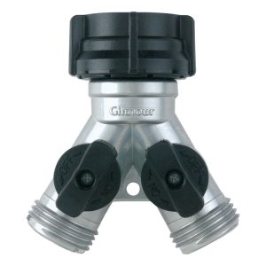 Gilmour Zinc Threaded Male Y-Hose Connector with Shut Offs