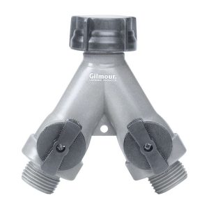 Gilmour Polymer Threaded Male Y-Hose Connector with Shut Offs