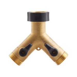Gilmour 3/4 in. Brass Threaded Male Y-Hose Connector with Shut Offs
