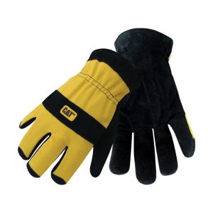 CAT Men's Indoor/Outdoor Palm Work Gloves Black/Yellow L 1 pair
