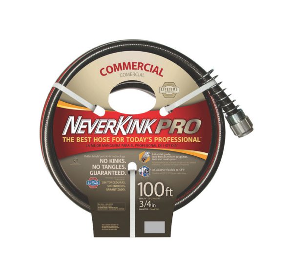 Teknor Apex NeverKink Pro 3/4 in. D X 100 ft. L Heavy Duty Contractor Grade Garden Hose Black