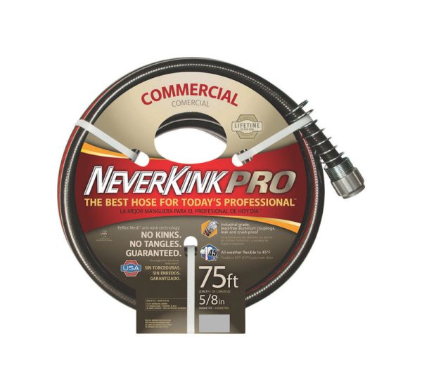 Teknor Apex NeverKink Pro 5/8 in. D X 75 ft. L Heavy Duty Contractor Grade Garden Hose Black