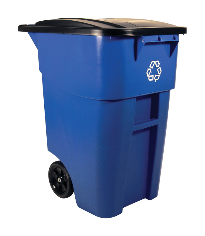 Rubbermaid Brute 50 gal Blue Resin Wheeled Recycling Bin Lid Included ...