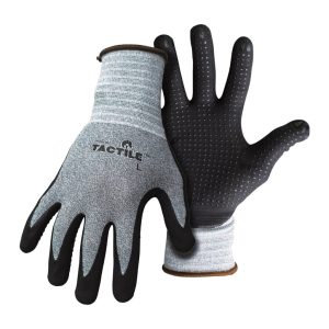 Boss Tactile Men's Indoor/Outdoor Dotted and Dipped Work Gloves Black/Gray XL 1 pair