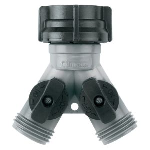 Gilmour Polymer Threaded 2 Male/1 Female Y-Hose Connector with Shut Offs