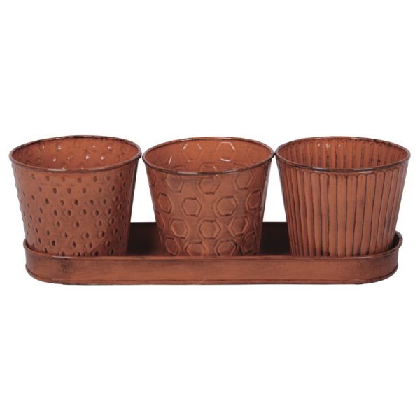 Robert Allen 4 in. H X 4.25 in. W Metal Concord Garden Planter Set Tangelo