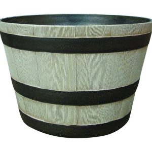 Southern Patio 9.21 in. H X 15.5 in. D Resin Whiskey Barrel Planter Birch