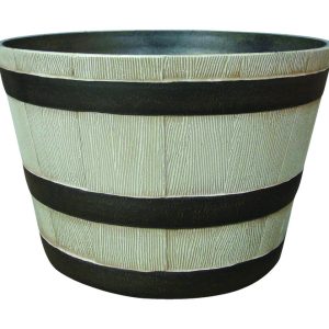 Southern Patio 9.21 in. H X 20.5 in. D Resin Whiskey Barrel Planter Birch