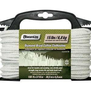 SecureLine 3/16 in. D X 100 ft. L White Diamond Braided Cotton Clothesline Rope