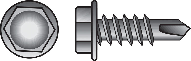 Hillman No. 10-16 X 1-1/4 in. L Hex Washer Head Self- Drilling Screws ...