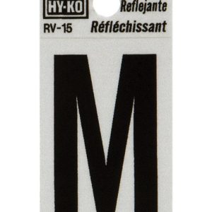Hy-Ko 1 in. Reflective Black Vinyl Self-Adhesive Letter M 1 pc