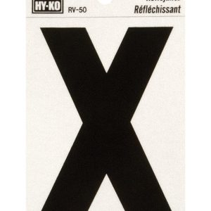 Hy-Ko 3 in. Reflective Black Vinyl Self-Adhesive Letter X 1 pc