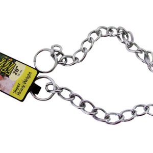PDQ Silver Chain Steel Dog Collar Large/X-Large