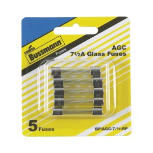 Bussmann 7.5 amps AGC Clear Glass Tube Fuse 5 pk