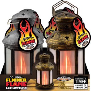 Blazing LEDz 8.5 in. Plastic Colonial Flicker Flame Flameless Lantern Assorted