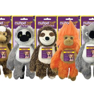Multipet Bark Buddies Assorted Monkey, Lemur, Sloth, Tamarin, and Koala Polyester Dog Toy Medium