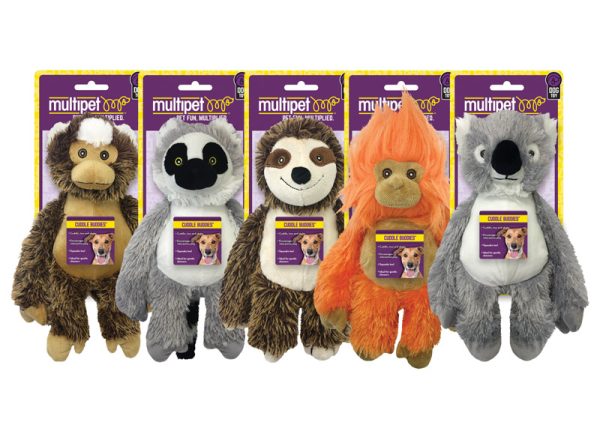 Multipet Bark Buddies Assorted Monkey, Lemur, Sloth, Tamarin, and Koala Polyester Dog Toy Medium