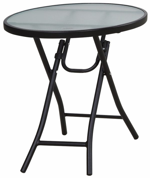 Living Accents Black Round Glass Folding Table