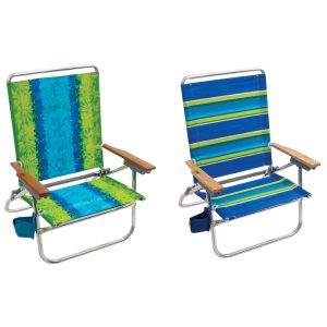 RIO Brands Easy In-Easy Out 4-Position Assorted Beach Folding Chair