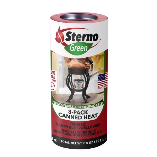 Sterno Green Canned Chafing Fuel Ethanol Gel 7.8 oz 3 pk