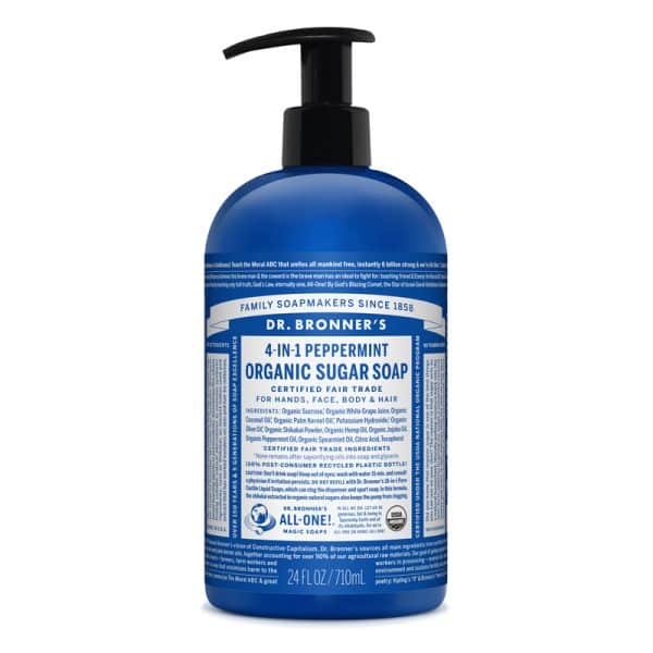 Dr. Bronner's Organic Peppermint Scent Sugar Soap 24 oz