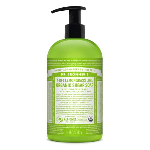 Dr. Bronner's Organic Lemongrass Lime Scent Sugar Soap 24 oz