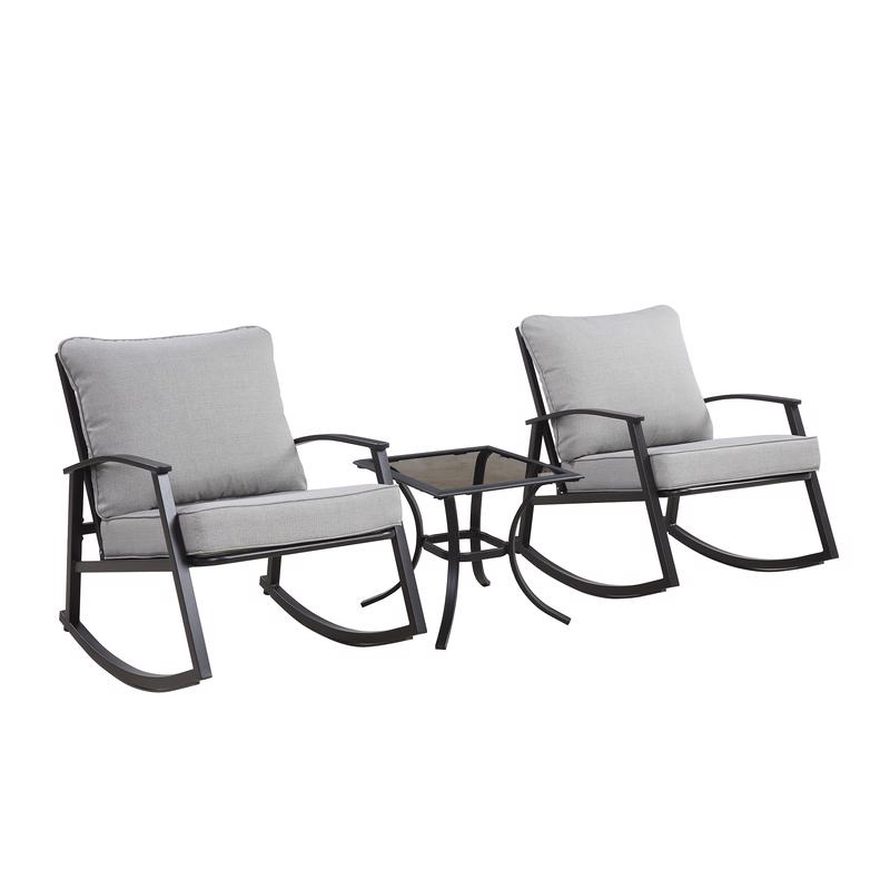 Living Accents Burlington 3 pc Black Steel Bistro Set Gray PaintPlace New York