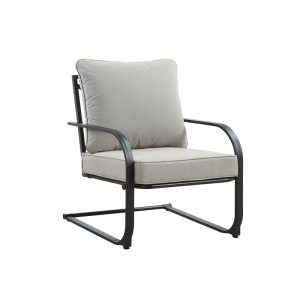 Living Accents Harbor Black Steel Frame X-Back Chair Gray