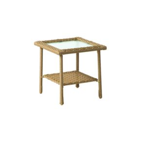 Living Accents Palmaro Tan Square Glass/Steel Side Table