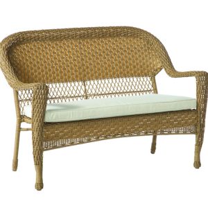Living Accents Palmaro Tan Wicker Frame Stackable Loveseat White