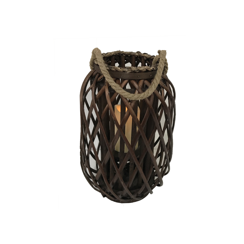 Infinity 16 in. Wood Willow Hanging Lantern Brown PaintPlace New York
