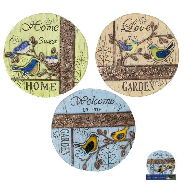 Alpine Multicolored Cement 1 in. H Welcome and Love Birds Stepping Stone