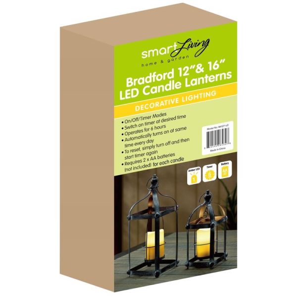 Smart Solar Bradford Metal Candle Lantern Gray/White