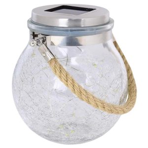 Feit Electric 5 in. Glass Crackle Jar Hanging Lantern Clear