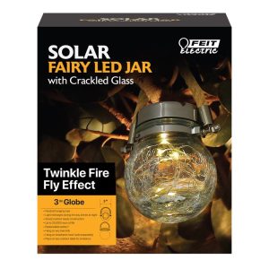 Feit Electric 3 in. Glass Crackle Jar Hanging Lantern Clear