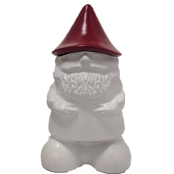 TIKI Ceramic 7 in. White Ghome with Red Hat Tabletop Torch 1 pc