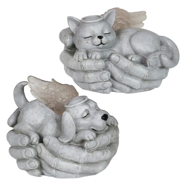 Exhart Gray Plastic/Resin 5 in. H Cat or Dog Pet Solar Statue