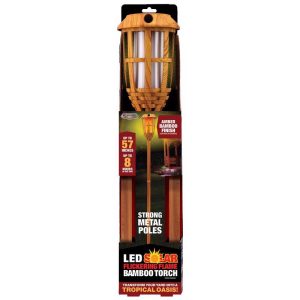 Blazing LEDz Amber Metal 57 in. Flickering Flame Bamboo Torch 1 pk