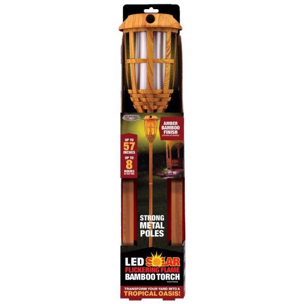 Blazing LEDz Amber Metal 57 in. Flickering Flame Bamboo Torch 1 pk
