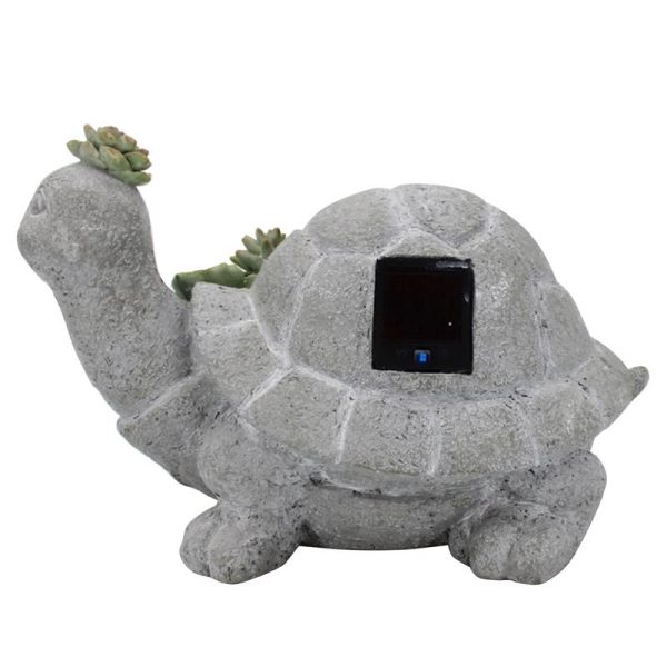 INFINITY Resin/Stone Gray 7 in. Turtle Garden Statue