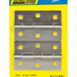 Seachoice Stainless Steel 3 in. L X 2 in. W Butt Hinges 2 pk