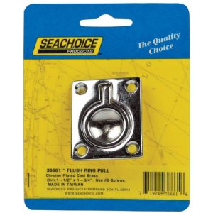 Seachoice Chrome-Plated Brass 1-3/4 in. L X 1-1/2 in. W Flush Ring Pull 1 pk