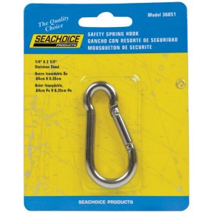 Seachoice Stainless Steel 2-1/2 in. L X 1/4 in. W Safety Spring Hook 1 pk